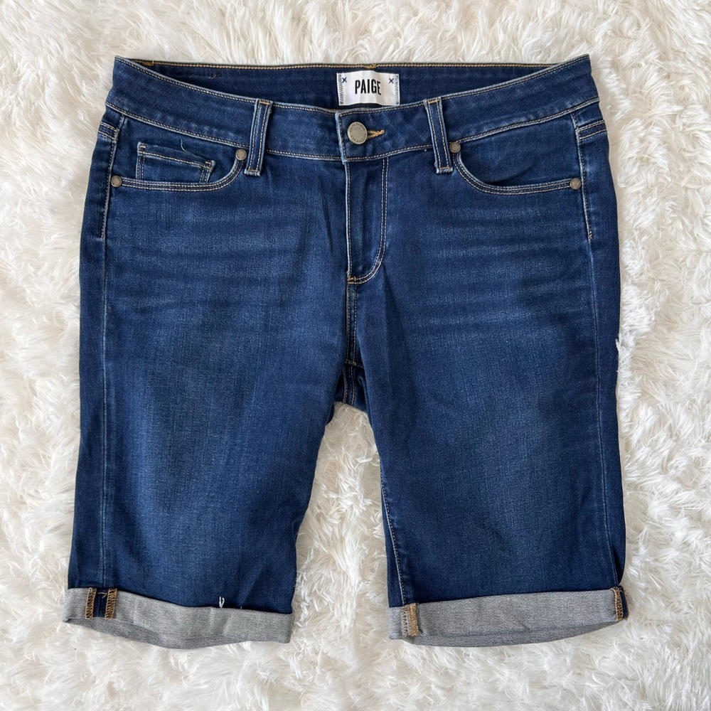 PAIGE Dark Blue Denim Jean Shorts